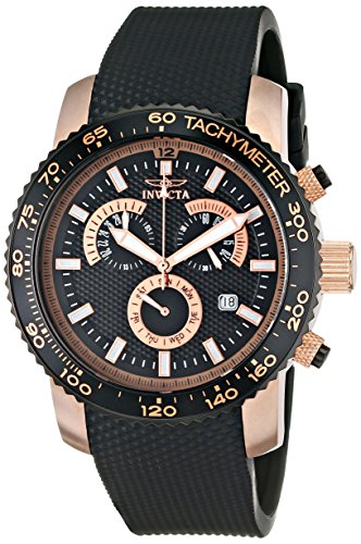 Invicta Men's 11294 Specialty Chronograph Black Textured Dial Black Polyurethane Watch