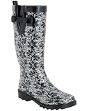 Capelli New York Shiny Lacy Daisies Printed Ladies Sporty Rain Boot