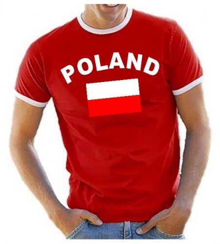 Polen T-Shirt Ringer Rot, Gr.M