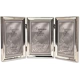 Lawrence Frames Polished Silver Plate 4x6 Hinged Triple Picture Frame - Bead Border Design