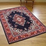 New Traditional Vegas Rug In Navy Blue