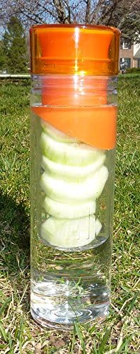 24oz Colored-Top 'Fusion' Infuser Water Bottle - FREE 'Infused Water' Recipe Guide eBook Included!* - BPA Free, Made From Durable Eastman Tritan - Another Great Fruit Infusion Water Bottle and Sport Travel Infuser - Great Holiday Gift Item! (ORANGE)