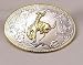 HORSE BUCKING COWBOY STERLING SILVER/GOLD PLATED BELT BUCKLE