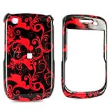 For Blackberry Curve 8520 Hard Case Cover Red Swirls