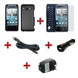 Rubberized Hard Case Cover (Black) for HTC EVO Shift 4G+Screen Protector+US ....