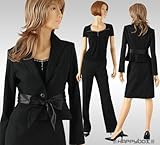 黒上品ラメの2ボトム4点パンツスーツ