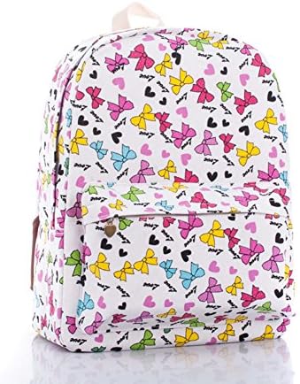 Free2mys Teens Girls Print School Backpacks Book Bags (butterfly white)