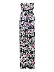 Bandeau Neck General Print Viscose Maxi Dress 