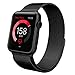 Teslasz Mesh Milanese Loop Stainless Steel Magnetic Buckle Wrist Band for Apple iWatch - Black 42mm