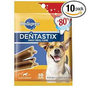 Pedigree Dentastix Daily Oral Care Snack Food for Small/Medium Dogs, 5.57-Ounce Bags (Pack of 10)