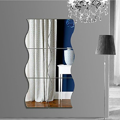 Garwarm Wave Stereoscopic Mirror Wall Sticker Creative Housing Decoration for TV Background -SILVER