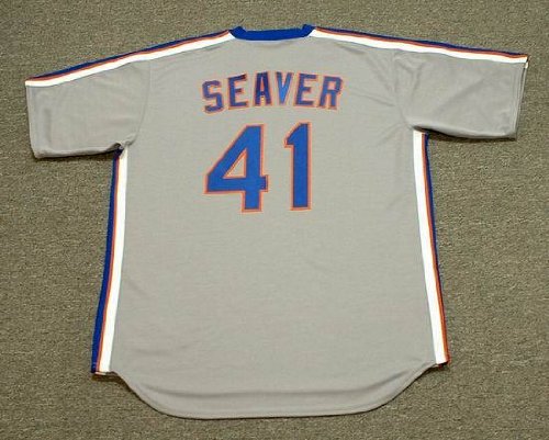 TOM SEAVER New York Mets 1983 Majestic Cooperstown Throwback Away Baseball Jersey, MEDIUM