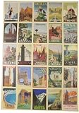 Cavallini Gift Wrap or Decoupage paper, Italian Design, Vintage look Vintage Italian Postcards poster or print ~ 3 sheets, 20 x 28 inches each