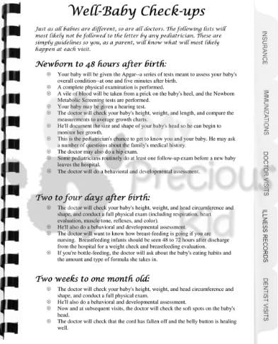 Medical Records Book - Doctor Visits Records Model: (Newborn, Child, Infant)