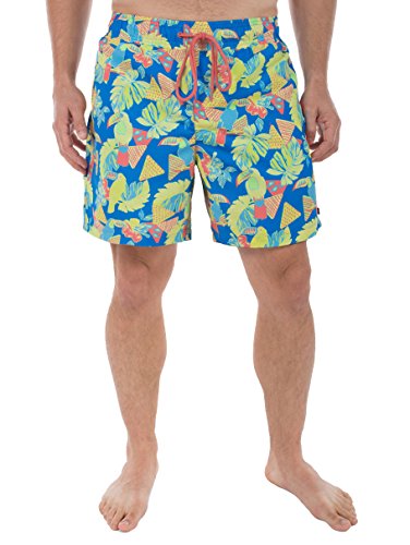 Men's Toucan Print Swim Trunks - Short Neon Swim Trunks