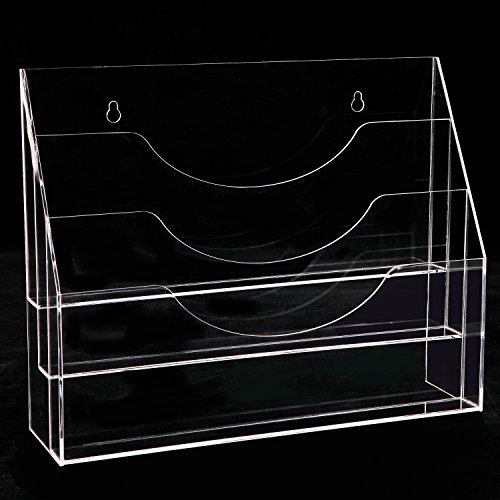 Clear Acrylic 3 Compartment Wall Mounted Document File Organizer Rack