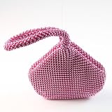 Beaded Purse Bag Evening Prom Handbag - Pink