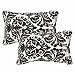 Pillow Perfect Decorative Black/Beige Damask Toss Pillows, Rectangle, 2-Pack