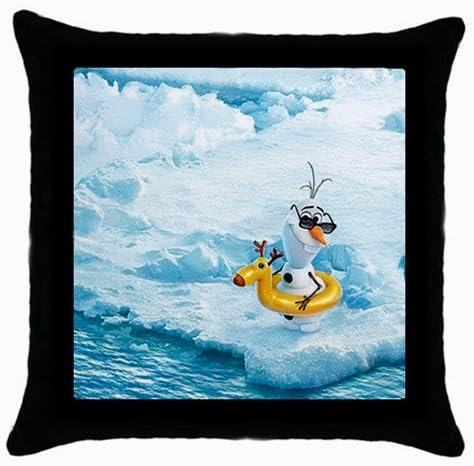 Frozen Olaf Snowman Disney Cartoon Movie Covers with Zippered Pillow Cases Pillowcase 18x18 Inches for Living Room or Kids Boys Girls Bedroom Decoration, Black Color
