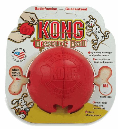 More image KONG Biscuit Ball Dog Toy, Small, Red