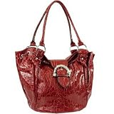 Snake Skin Embossed Patent Leather Shoulder Bag