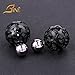 Bine Fashion Jewelry Hollow Out Charming Double-faced Ball Beads Plug Stud Earrings (black)