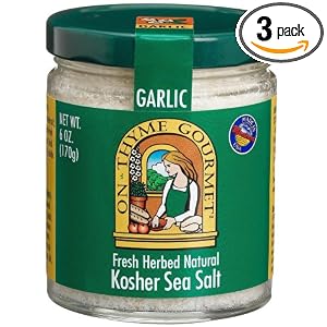On Thyme Gourmet Fresh Organic Garlic Sea Salt, 6-Ounce Glass Jars (Pack of 3) by On Thyme Gourmet