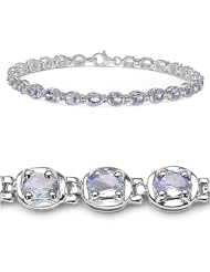 4.60 Carat Genuine Tanzanite Sterling Silver Bracelet