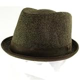 New Herringbone Upturn Brim Fedora Trilby Hat Brown Large Extra Large