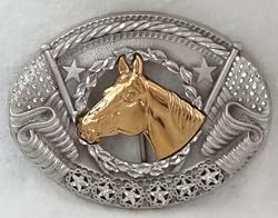 Silver-tone Diamondcut Pewter/Brass Horse Buckle