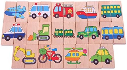 28Pcs Vechile Domino Toys Multicolor Baby Toys Wooden Blocks Educatinal Wooden Toys Vehicle Set