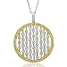 18k Two Tone Gold Circle White and Yellow Diamond Pendant Necklace (GH, VS, 1.30 carat)
