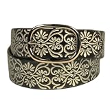 51eerQ4VbcL. SL160  Womens New Black Contrast Design Belt 1.6 Inches By Landes Size Large (36)