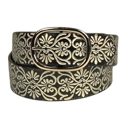 Women's New Brown or Black Contrast Design Belt 1.6 Inches By Landes