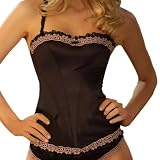 Felina Women's Tricia Satin Bustier With Lace Trim