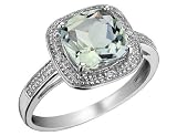 Green Amethyst Cocktail Ring with Diamonds 2.0 Carat (ctw) in 10K White Gold