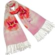 Hand Painted Peach Blossom 100% Pashmina Cashmere Tassel Ends Long Scarf Shawl - Pink
