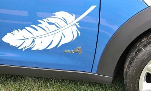 Feather Style Car Decoration Tattoo Sticker White Color DF-014W