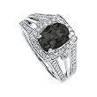 14K White Gold Onyx and Diamond Ring