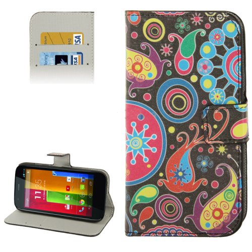 Dolaso Colorful Fish Circles Wallet Stand Leather Case with Card Slot for Motorola Moto G XT1032 A