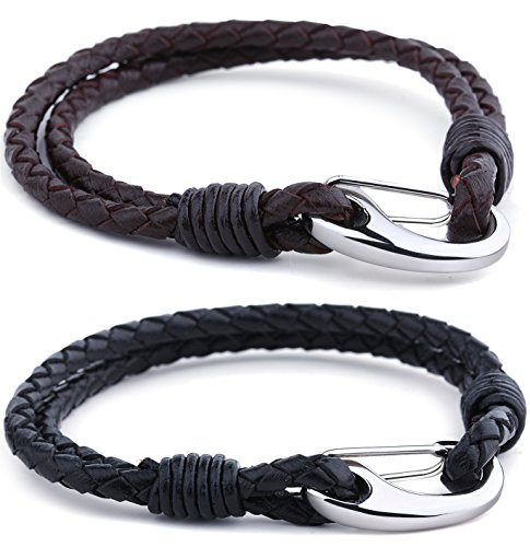 Jstyle Jewelry Braided Leather Bracelets for Men Rope Bracelets, 8-8.5 Inch