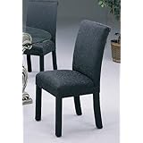 Set of 2 Modern Contemporary Black Fabric Parson Dining Chairs