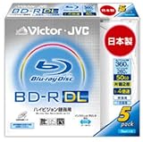 ビクター｜Victor 映像用ブルーレイディスク 1回録画用 260分 50GB 2倍速 ホワイトプリンタブル 5枚 日本製 BV-R260FW5
