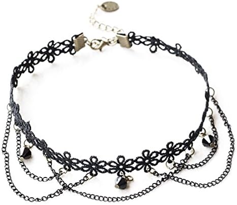 Black Lolita Choker Necklace Delicate Daisy Flower Lace Collar Choker Chain