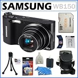 Samsung WB150 14.2MP WI-Fi Digital Camera with 18x Optical Zoom and 3-inch LCD in Black + Samsung 16GB SDHC + Replacement Battery Pack + Camera Case + Accessory Kit