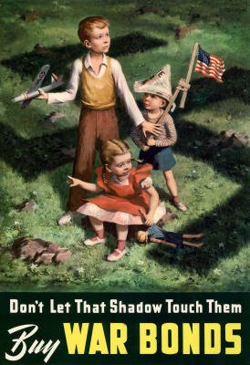 (13x19) Don't Let That Shadow Touch Them Anit-Nazi Buy War Bonds WWII Propaganda Art Print Poster