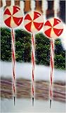 Set Of 3 Lighted Peppermint Christmas Lawn Stakes 24 - 60 Lights #ES72-561