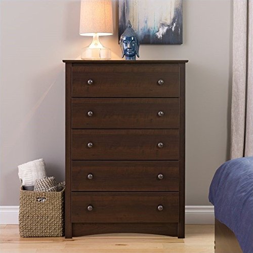Prepac Fremont 5 Drawer Chest, Espresso Brown