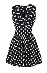 Sexy V-neck Summer Sleeveless Chiffon Pleated Polka Dot Print  Dress