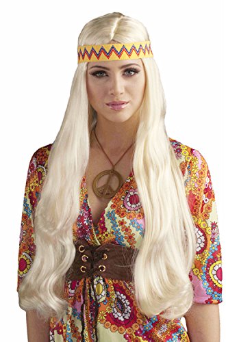 Blonde Hippie Chic Wig With Headband - Adult Std.